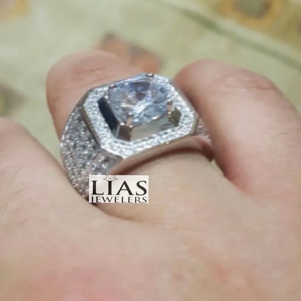 New 18k white gold men wedding ring